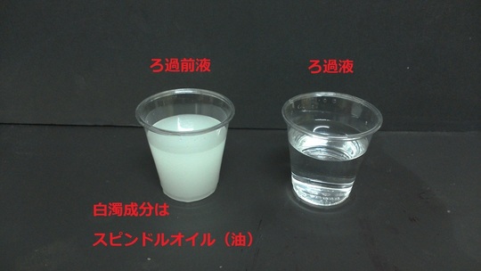 機械油（スピンドルオイル）の吸着処理